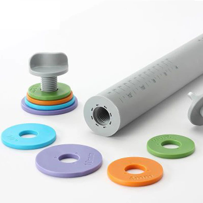 Silicone Adjustable Thickness Flour Rolling Pin Cooking Baking