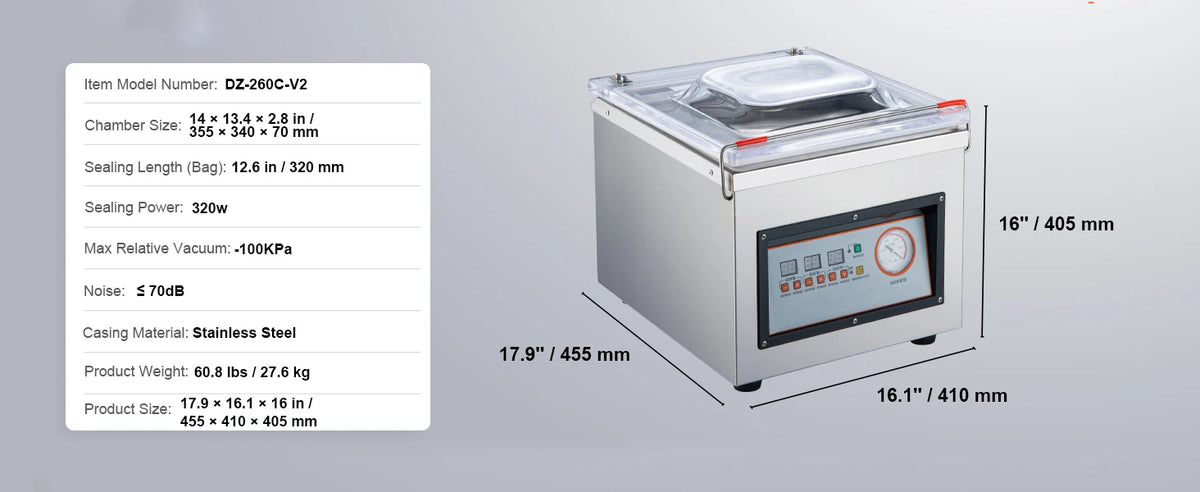 Succebuy Dz-260c Chamber Vacuum Sealer 320w Vacuum Packing