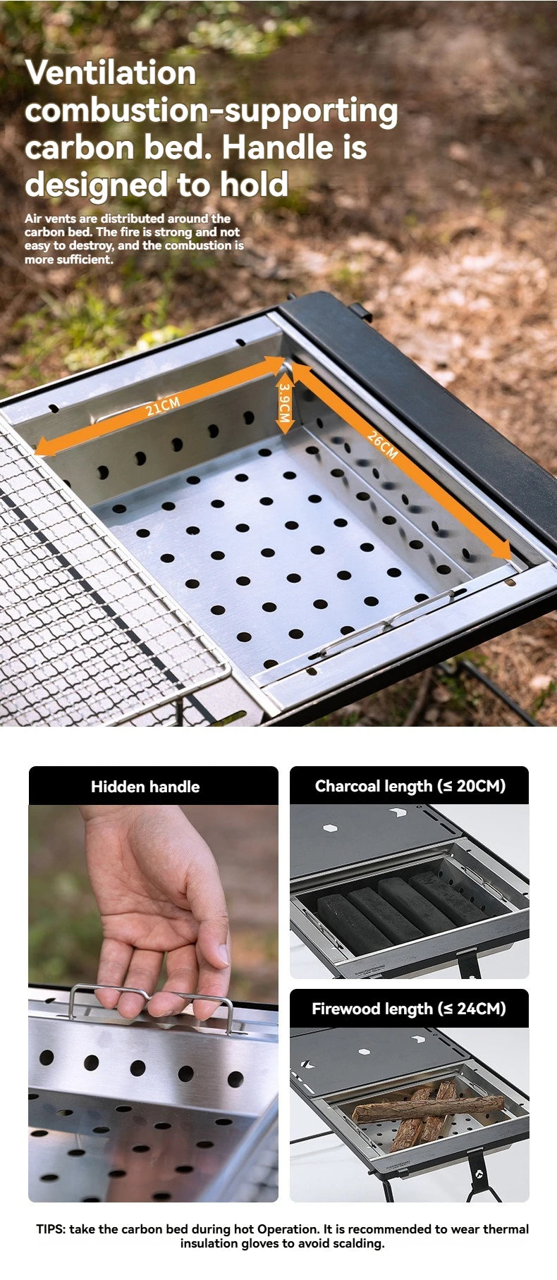Campingmoon Ug-1 Igt Carbon Grill Camping Table Expansion