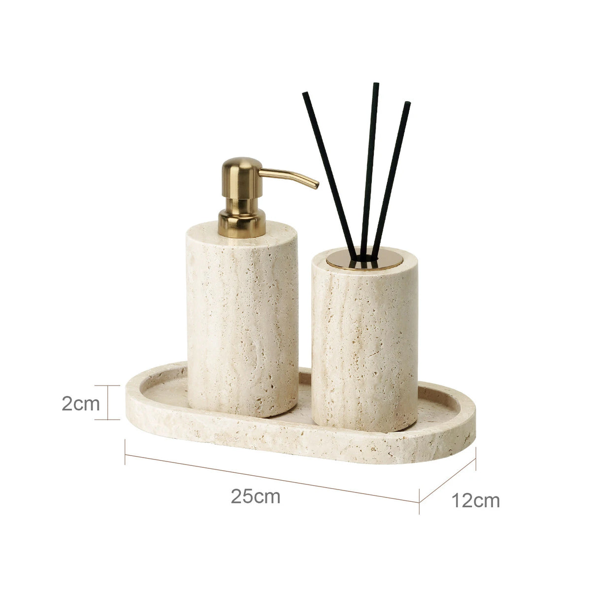 Travertine Bathroom Luxury Soap Dish Soap Dispenser Reed