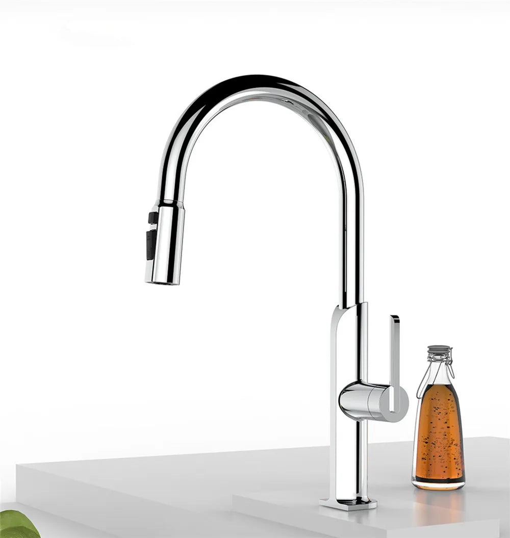 Brushed Gold Pull Out Faucet Sus304 Sink Faucet