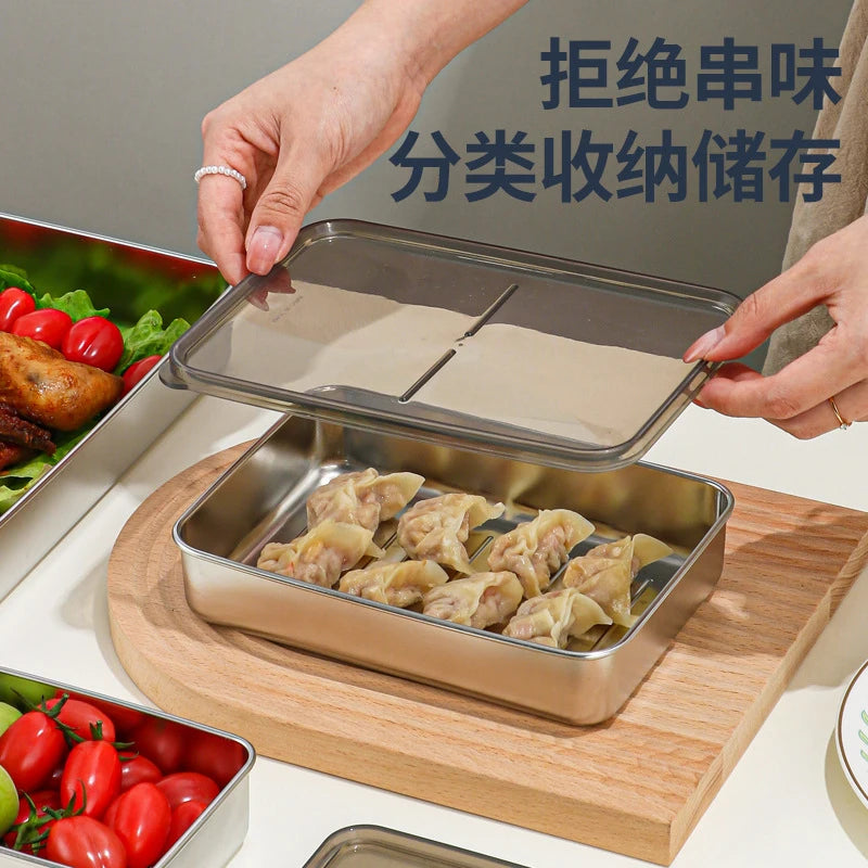 Stainless Steel Food Storage Serving Trays Rectangle Sausage