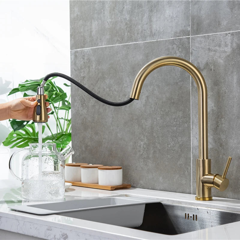 Smart Touch Sink Faucets Stainless Steel Pull Out