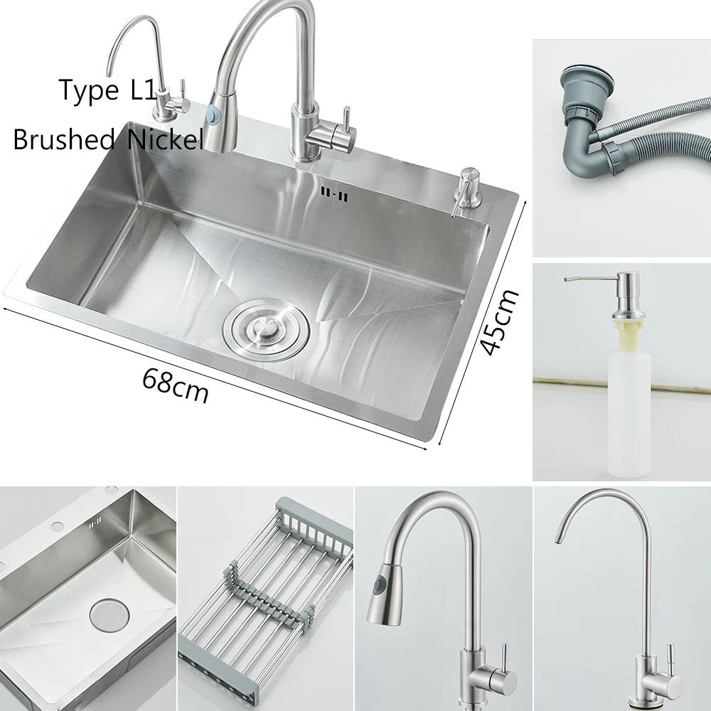 Brushed Nickel Stainless Steel Sinks Recessed Sinks Taps