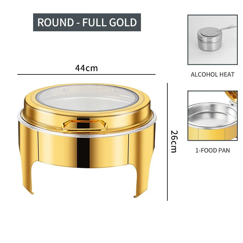 Gold 6l Stainless Steel Round Big Glass Window