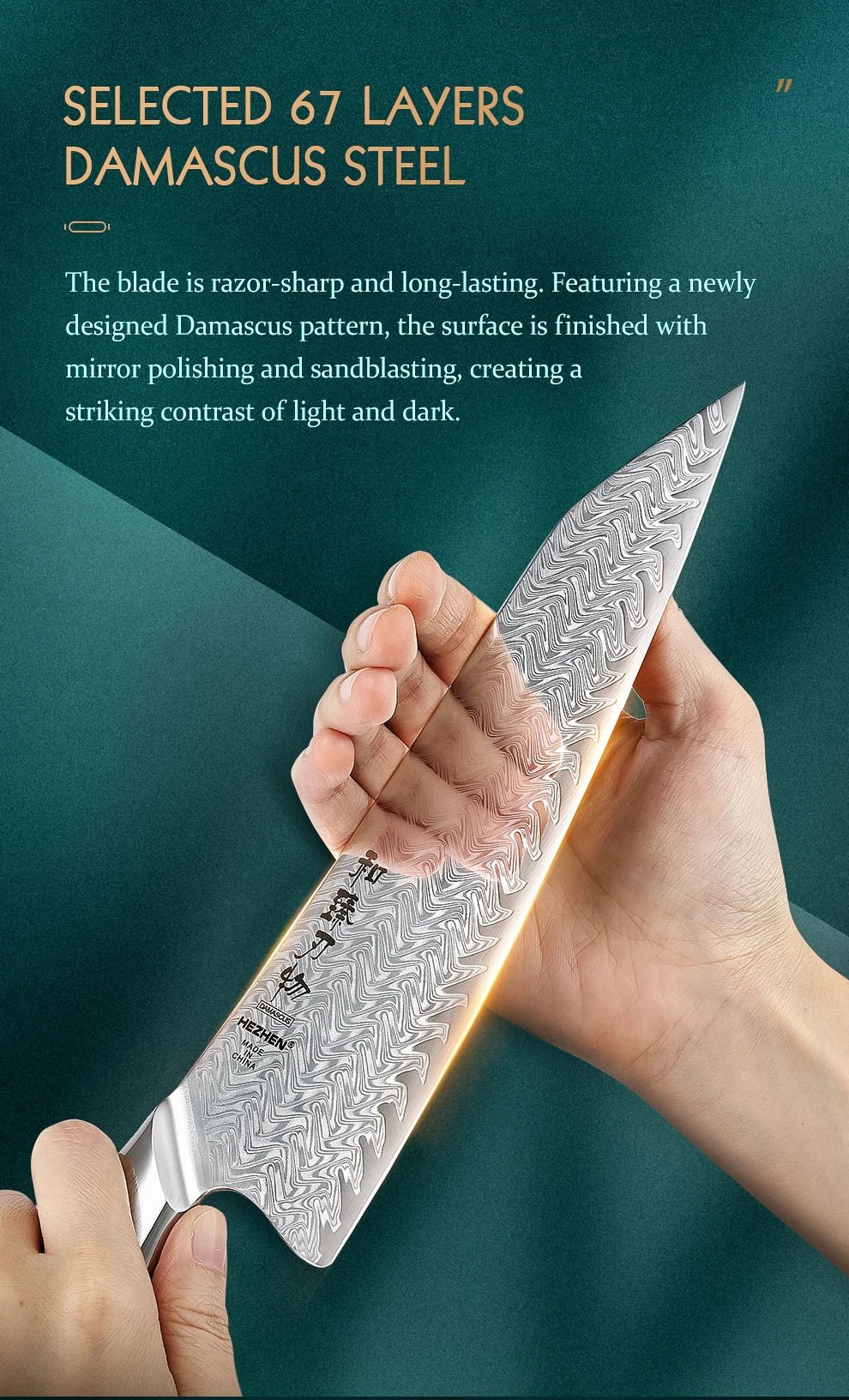 Hezhen Inch Chef Knife 67 Layers Damascus Steel