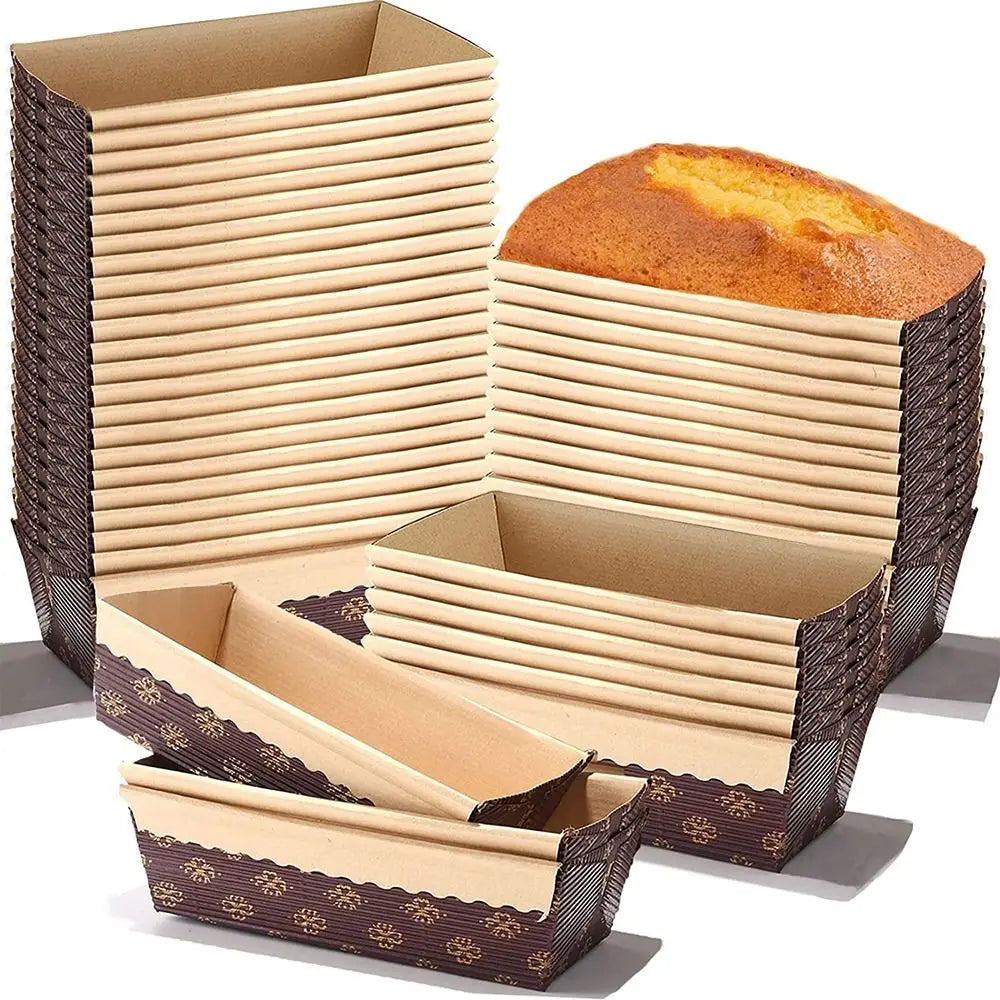 25pcs Brown Paper Baking Loaf Pan Rectangle Tray