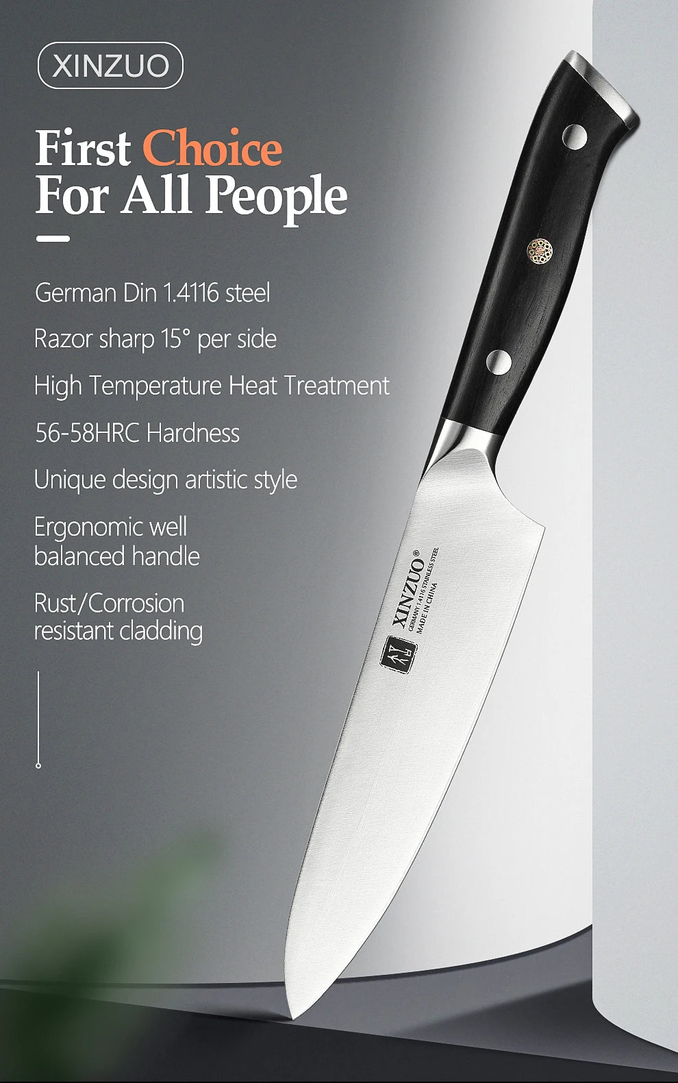 Xinzuo 1-5pcs Stainless Steel Knives Germany 4116 Steel