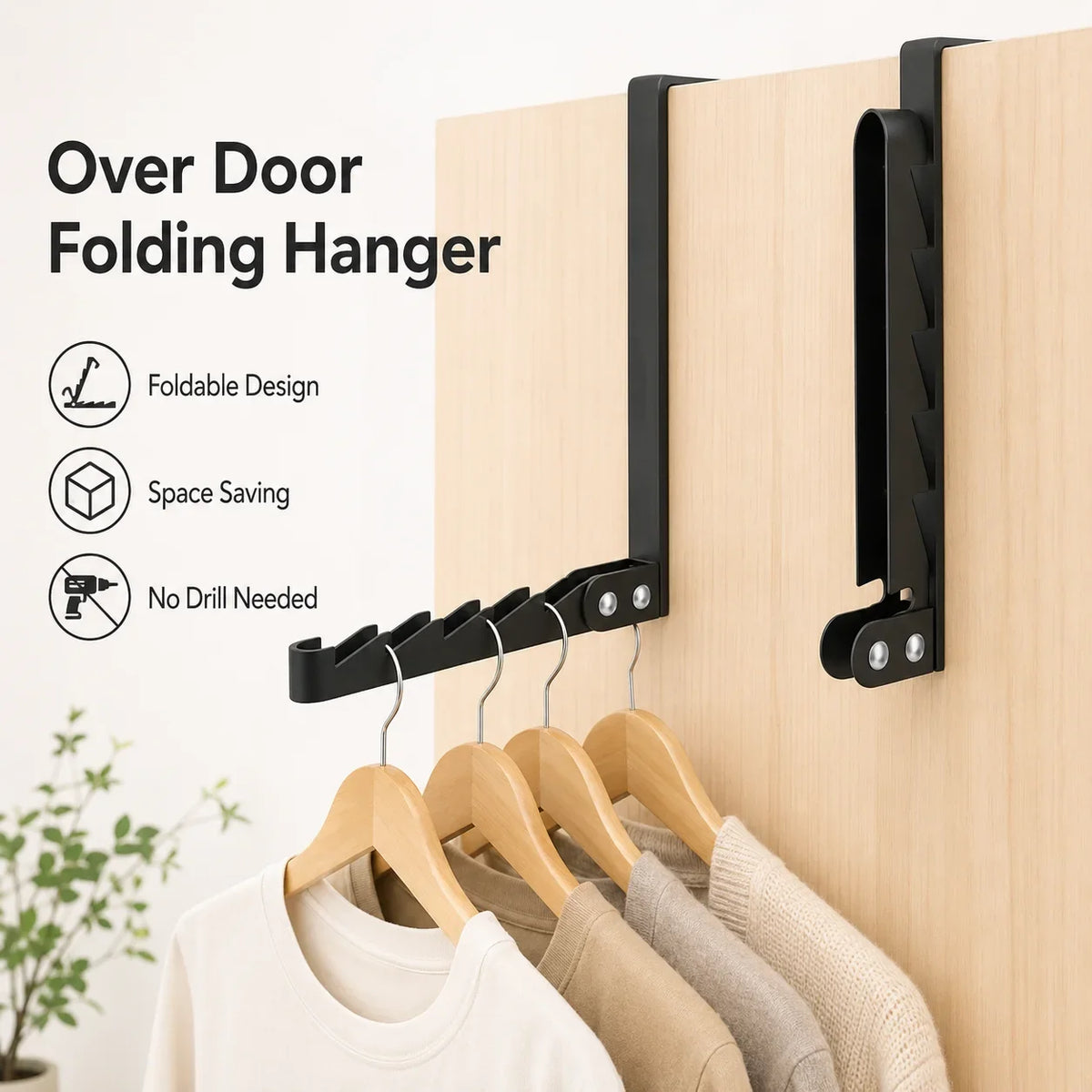 Folding Door Hook Hanger Over Door Drying Rack
