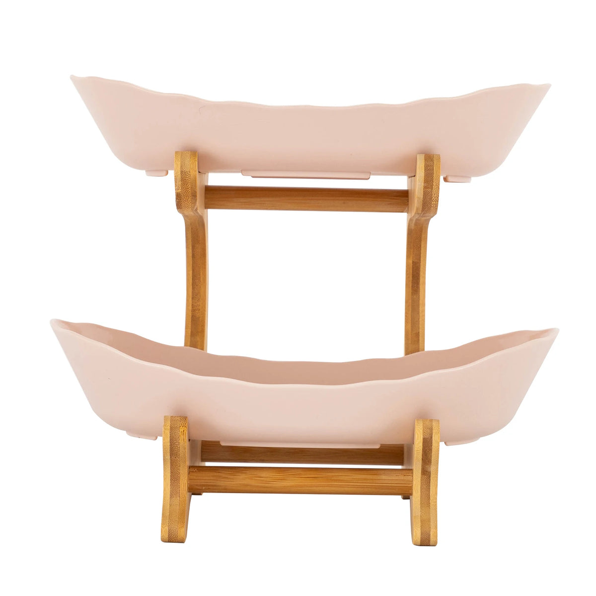 2-Tier Fruit Bowl Bamboo Fruit Basket Stand Food-Grade