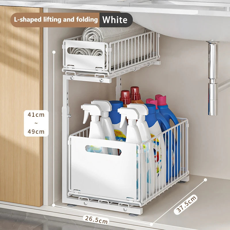 Tier Pull Out Cabinet Organizer Adjustable Storage Rack