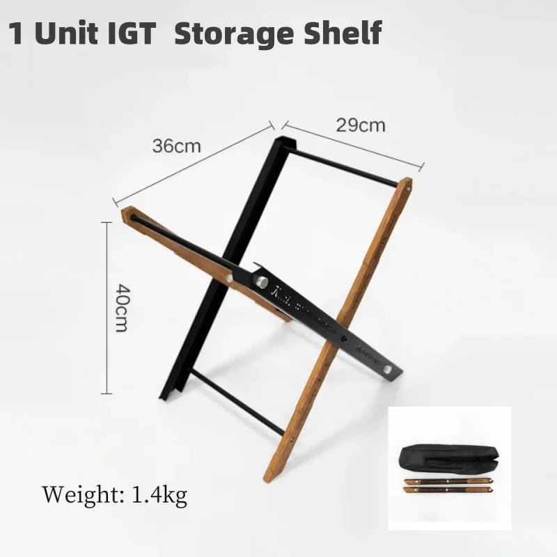Lightweight Outdoor Camping Storage Shelf Folding Rack Double