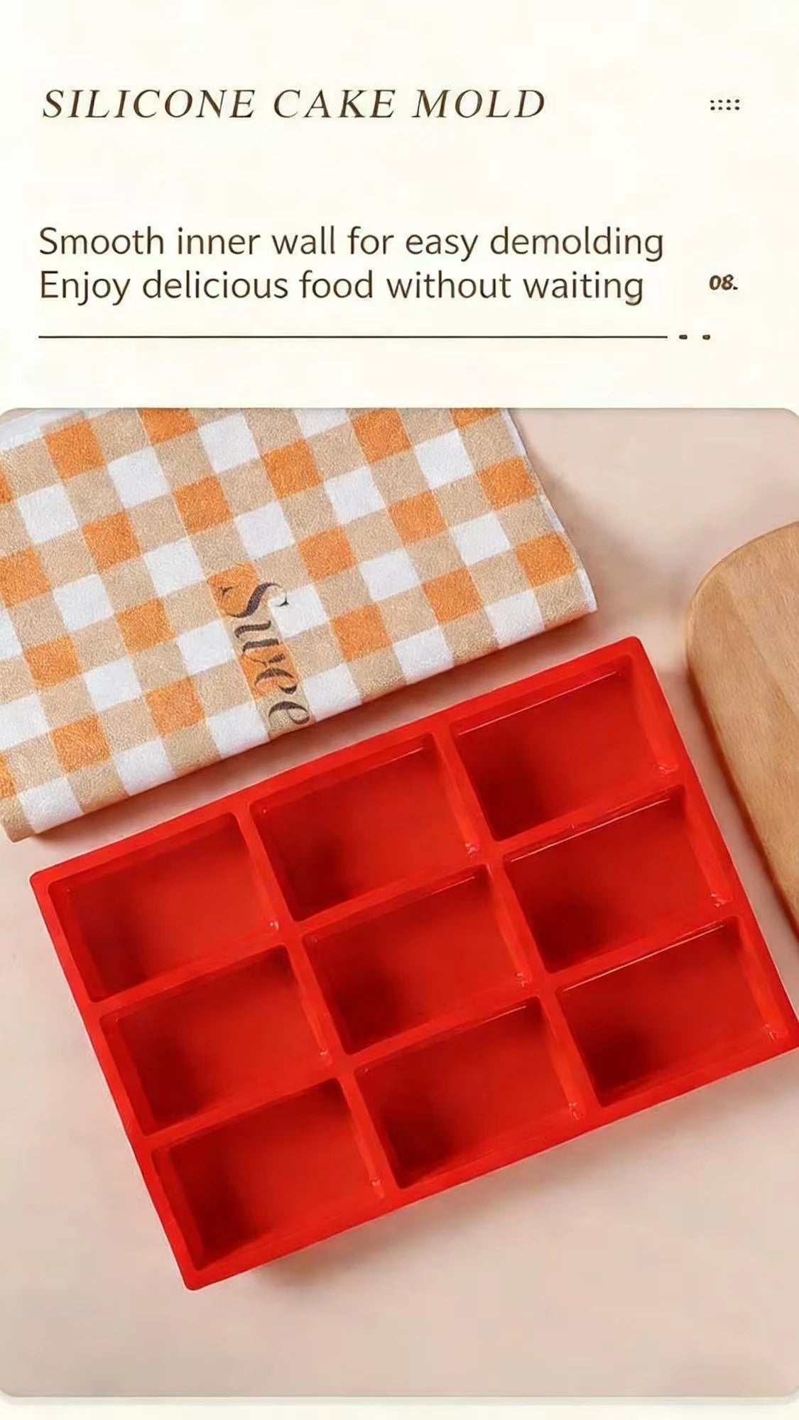 Big 9-Cavity Silicone Mini Loaf Pan Baking Cake
