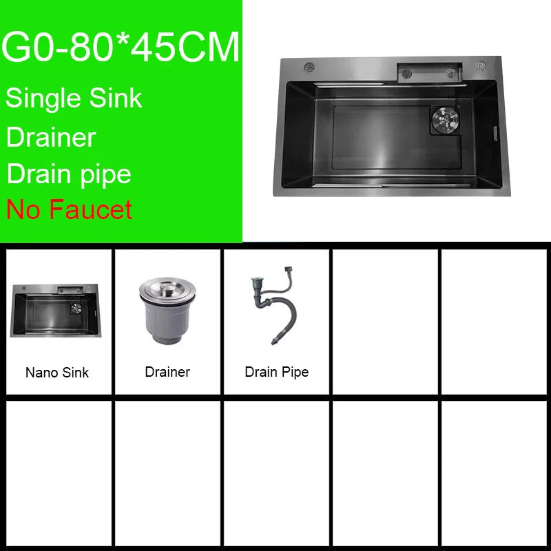 Black Nano Sink Waterfall Faucet Large Bowl Cup