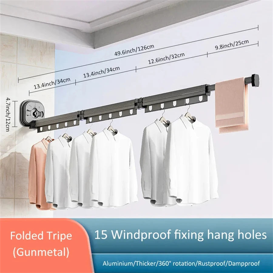Retractable Drying Rack Suction Cup No Punching Aluminum