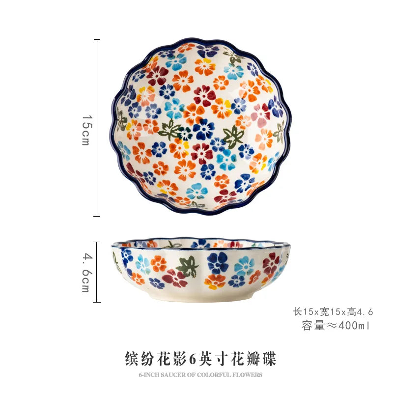 Ceramic Fruit Dessert Salad Bowl Plate Creative Retro