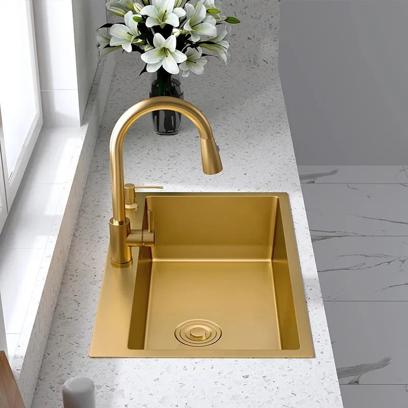 Gold Sink Above Counter 304 Stainless Steel Bowl
