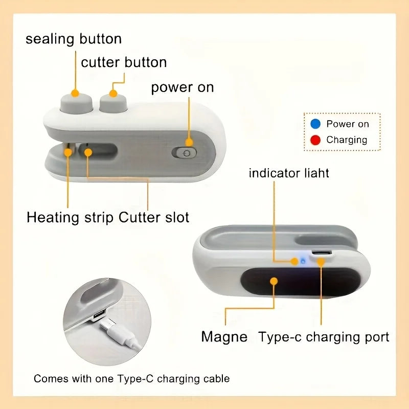 2-In-1 Cold Mini Vacuum Sealer Usb Rechargeable Food