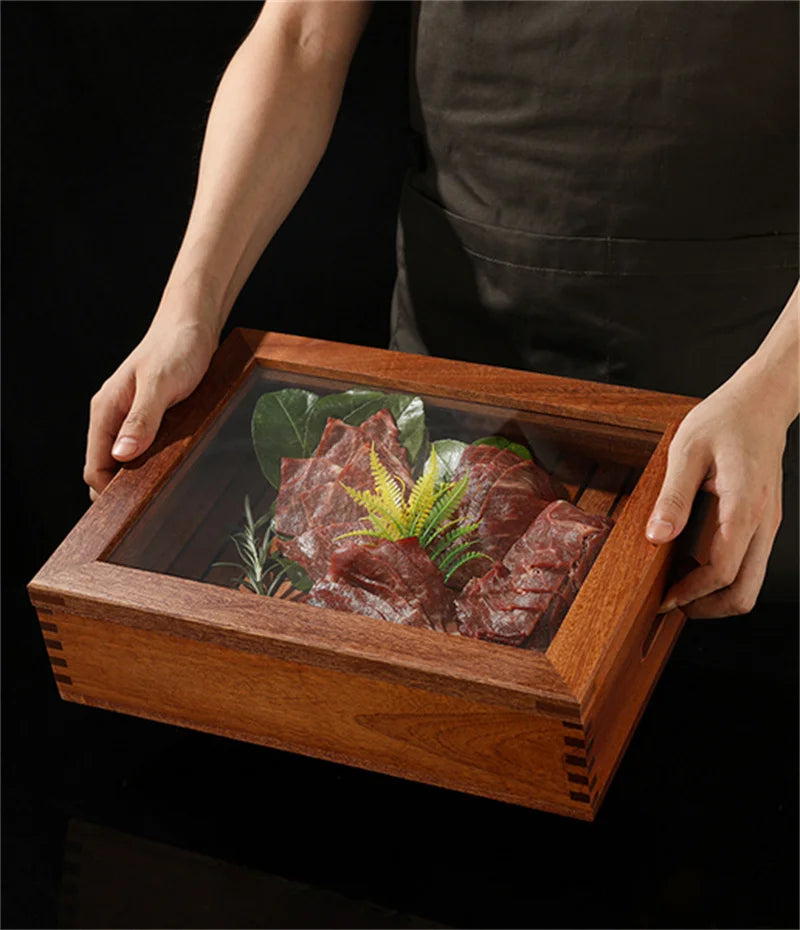 Japanese Cuisine Wooden Sashimi Sushi Box Lid Fish