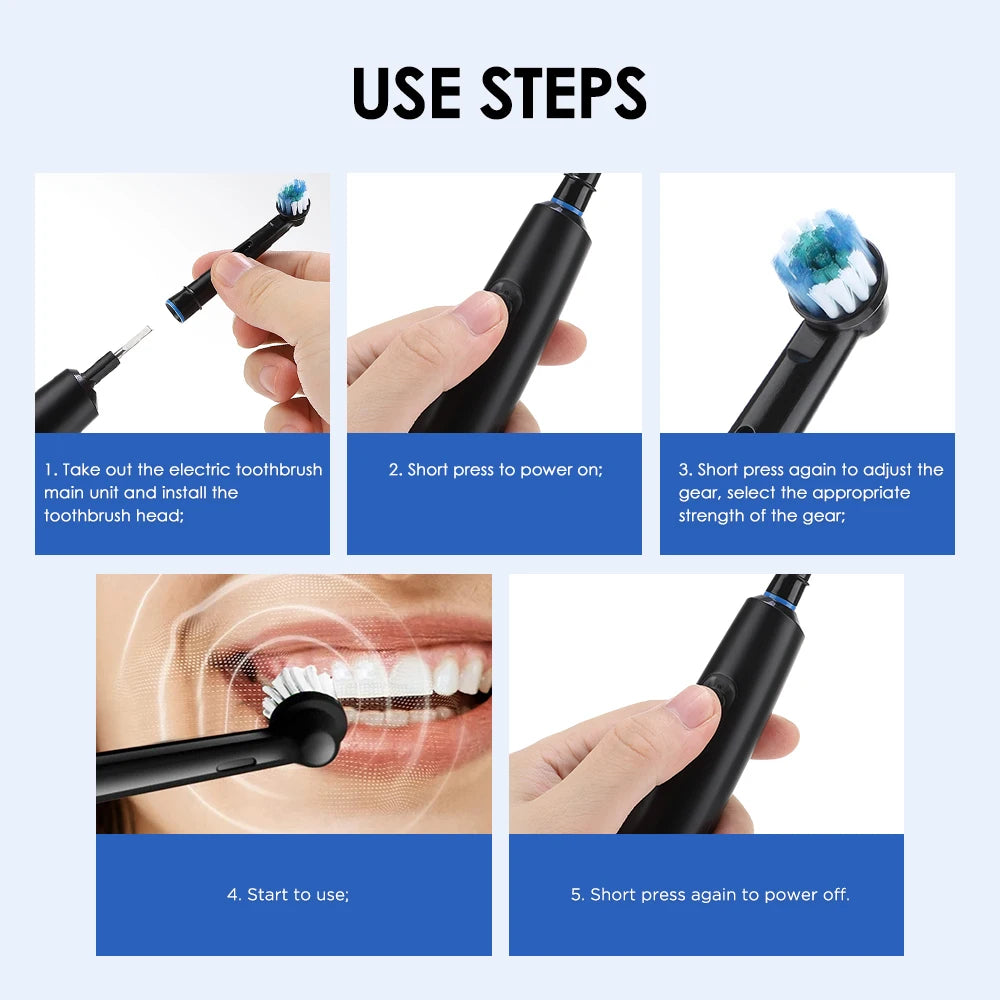 Electric Toothbrush Cordless Usb Rechargeable Waterproof