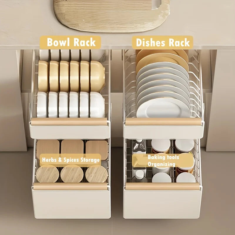 Space-Saving Drawer Organizer Pull Out Storage Rack Storing