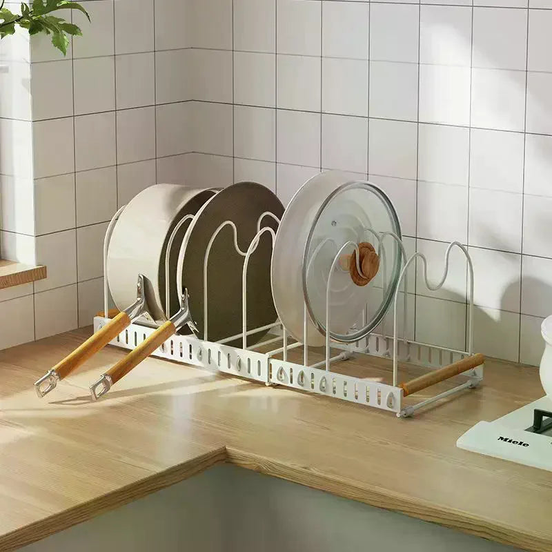 Expandable Pots Pans Organizer Rack Adjustable Rustproof Cookware