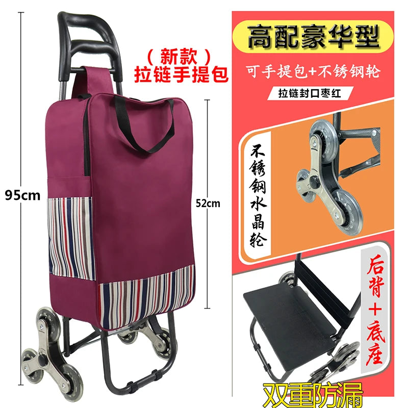 Shopping Cart Trolley Shopping Storage Bag Wheels Folding