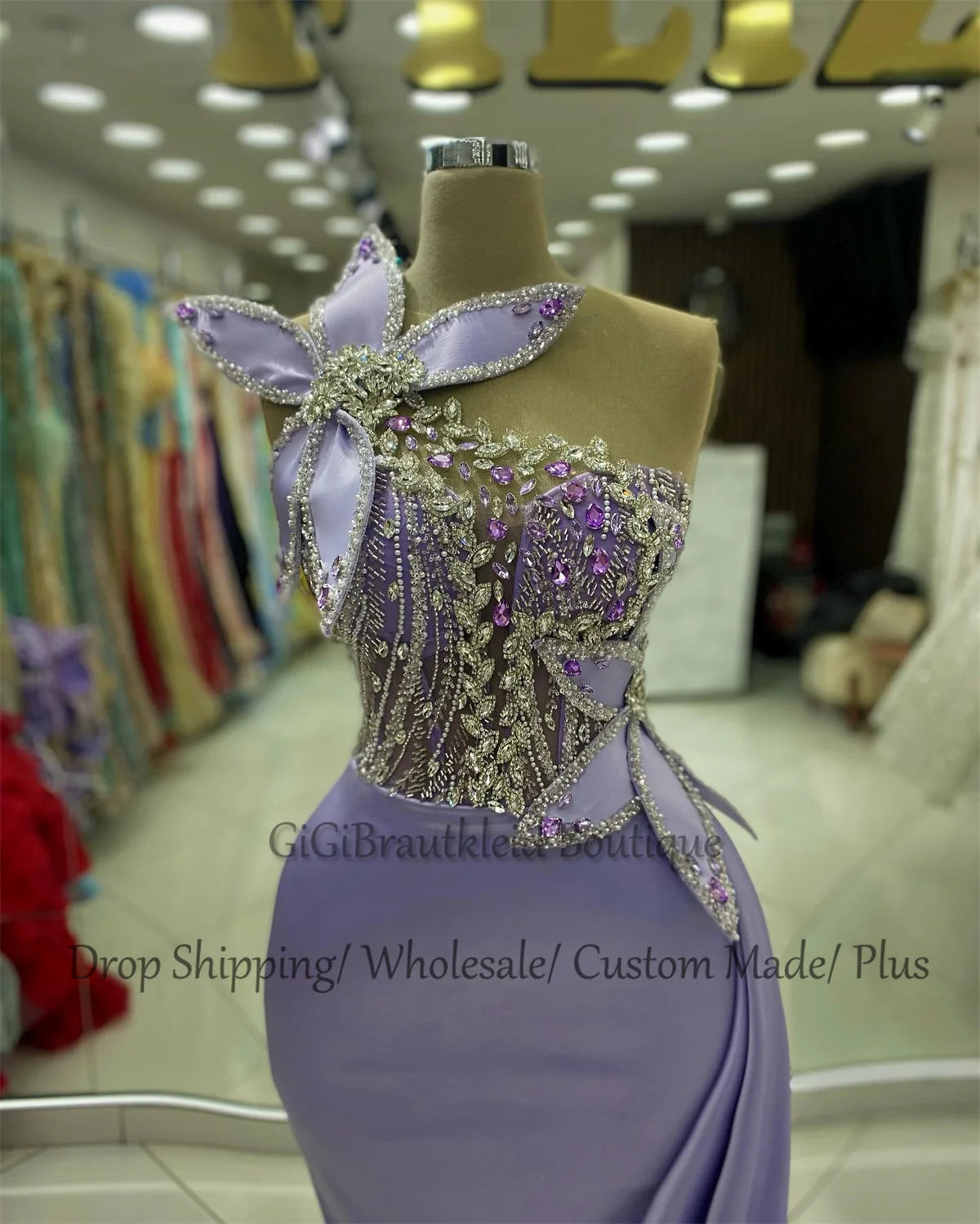 Gigibraut Fairytale Prom Dresses Women Rhinestones One-Shoulder