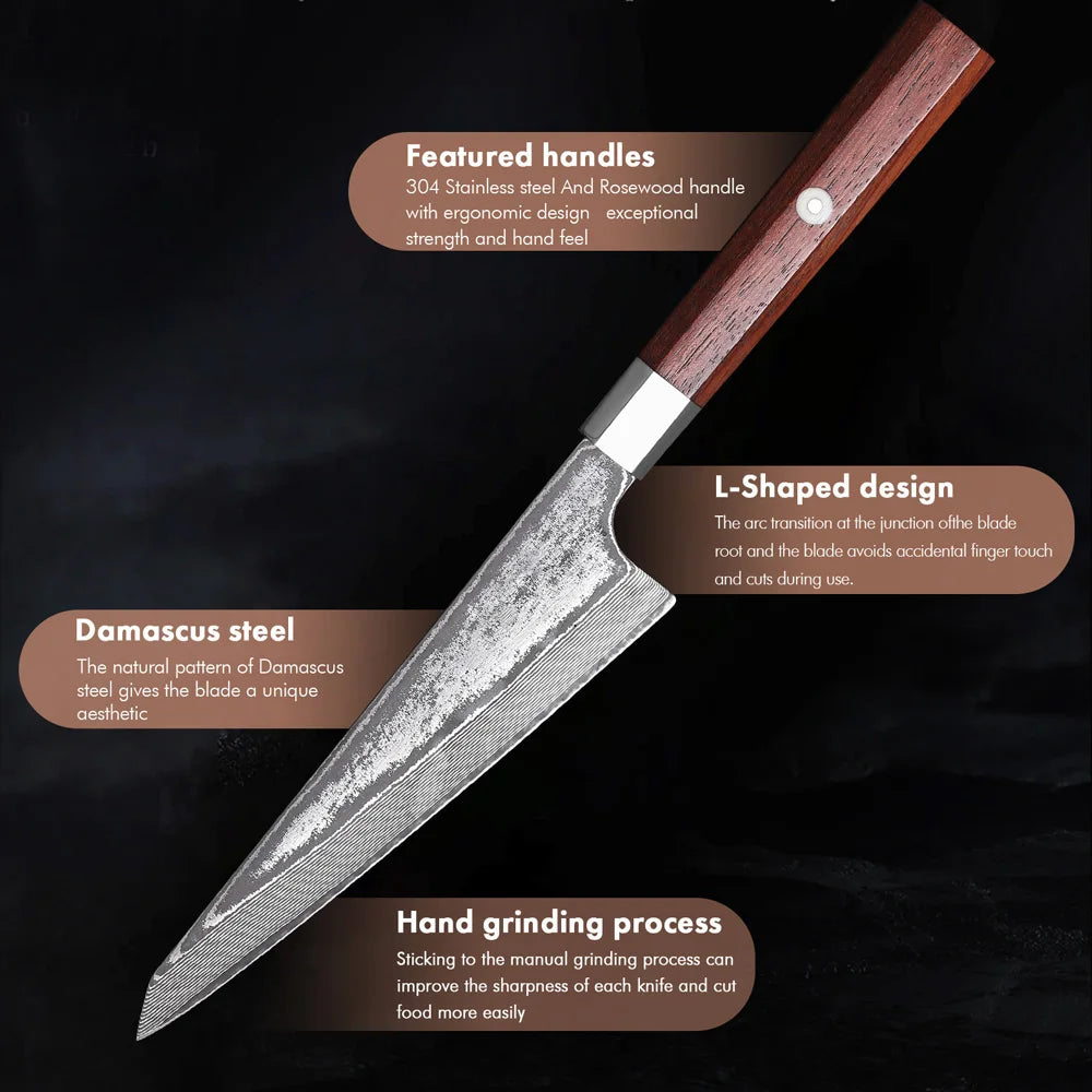 Mostodozo 6-Inch Japanese Honesuki Chef Knife 67-Layer Damascus