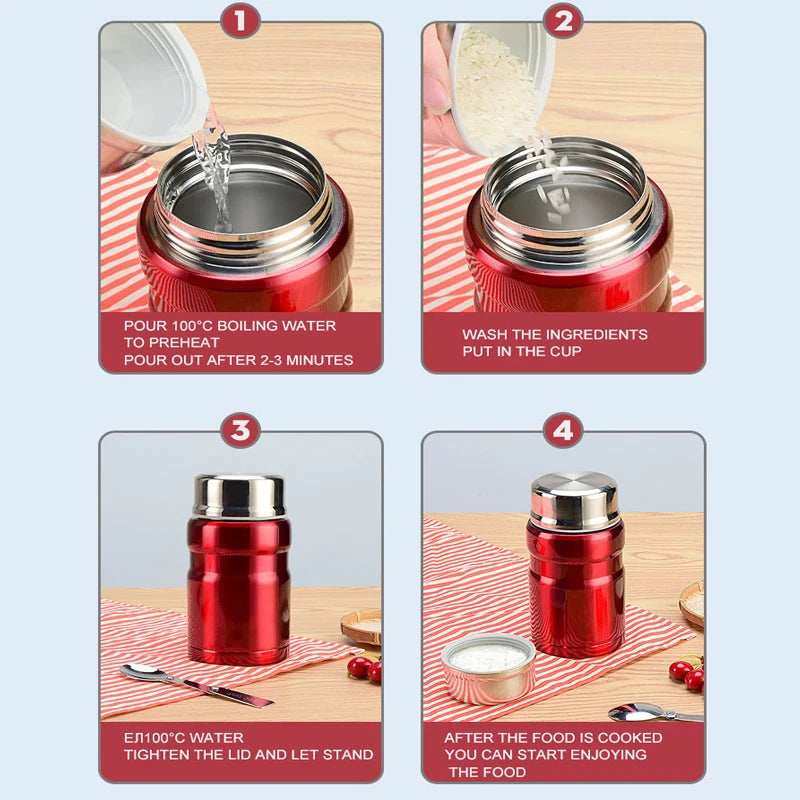 500/750ml Stainless Steel Food Container Food Thermal Jar