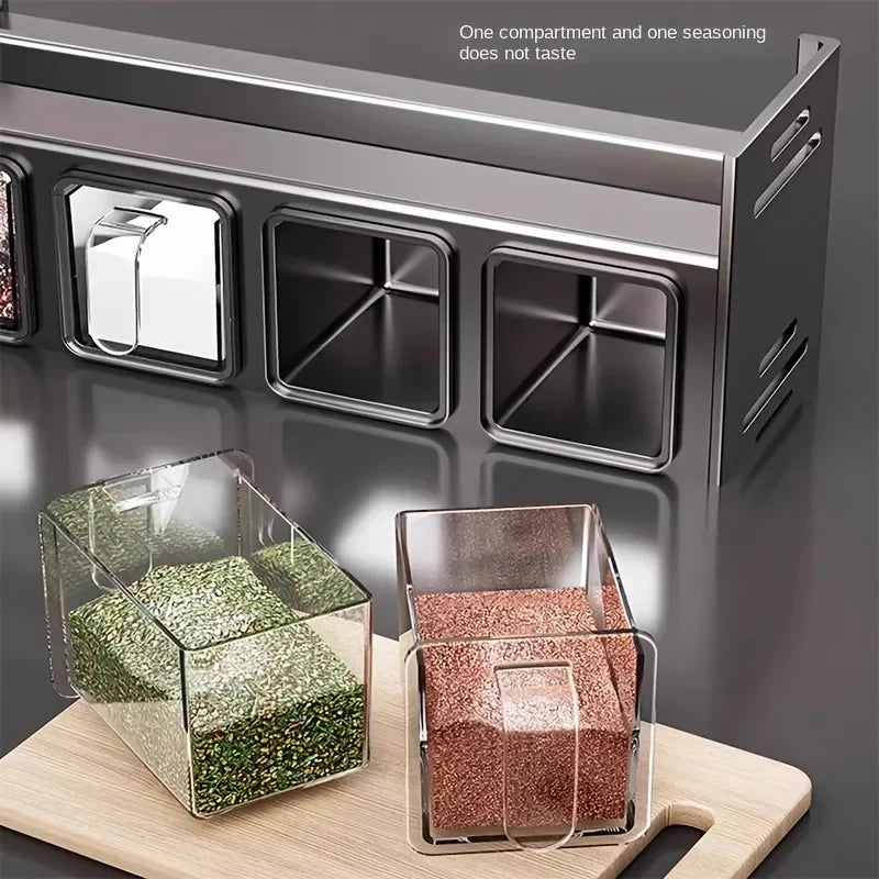 Stainless Steel Spice Rack Wall-Mounted Multi-Functional Spice