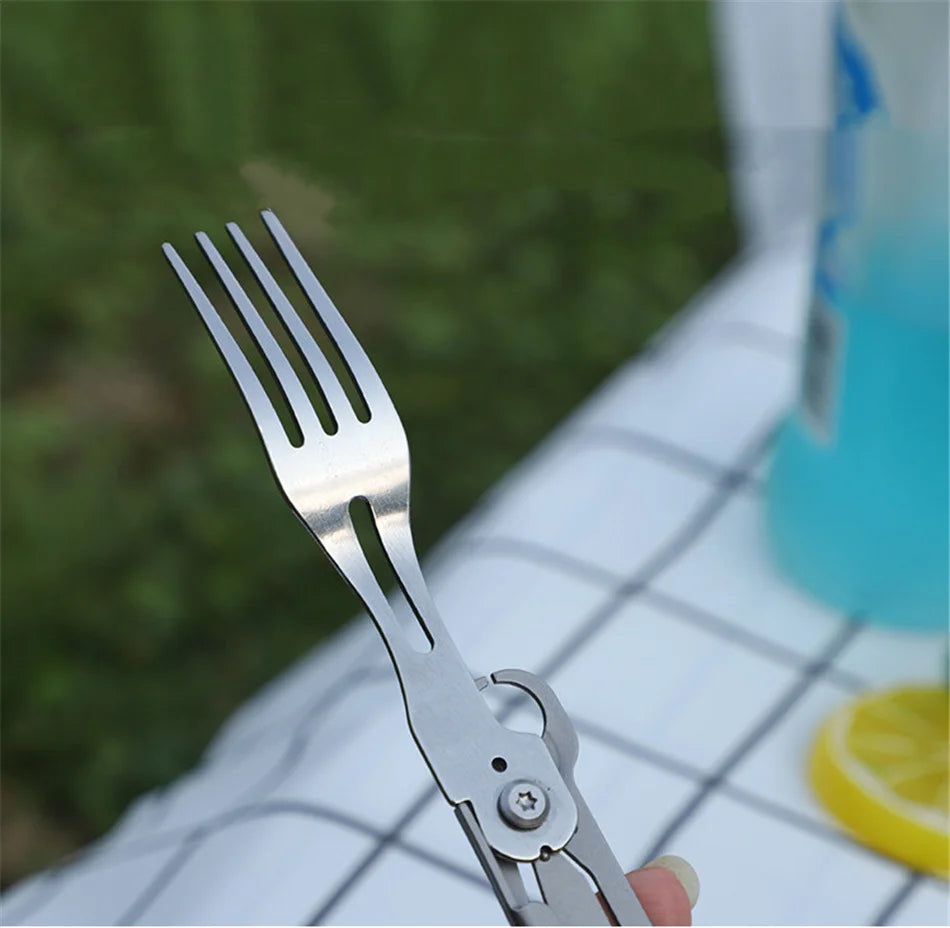 Multi-Function Camping Fork Spoon Foldable Knife Fork Spoon