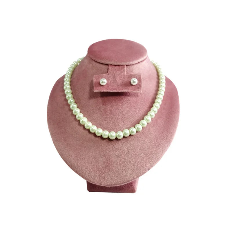 Pink Velvet Necklace Jewelry Portrait Neck Display Stand