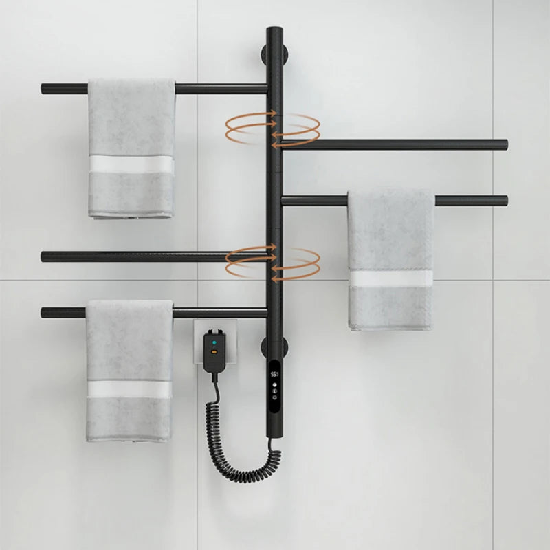 Electric Heated Towel Rack Rotating Bathroom Wall Mounted