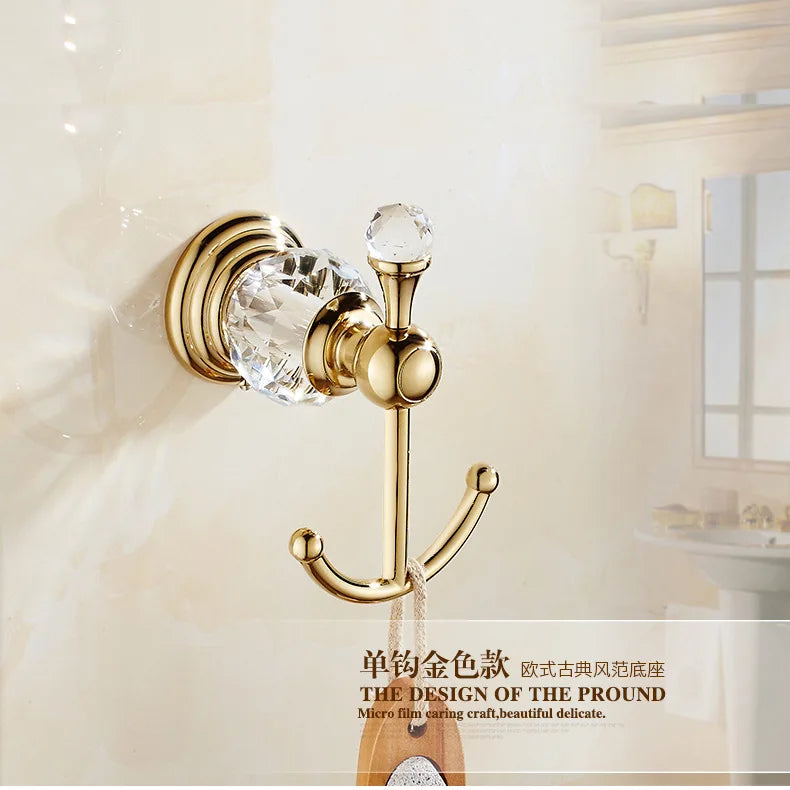 Shower Shelf Toilet Paper Holder Golden Crystal Wall