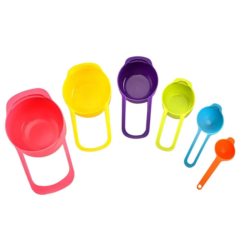 6pcs Color Measuring Cups Plastic Measuring Spoon Graduated