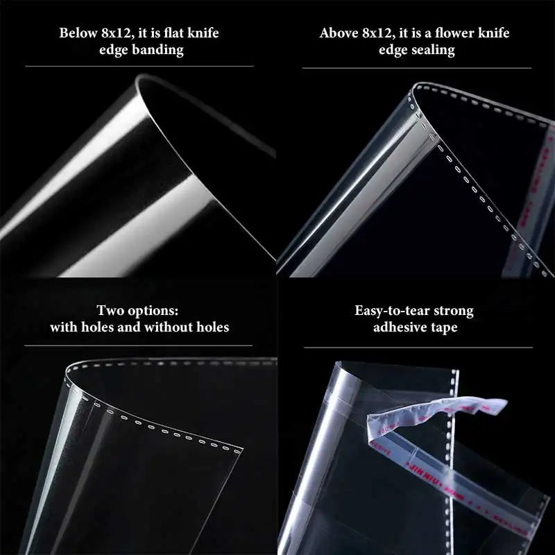 100-500pcs Clear Opp Self Adhesive Bags Transparent Plastic