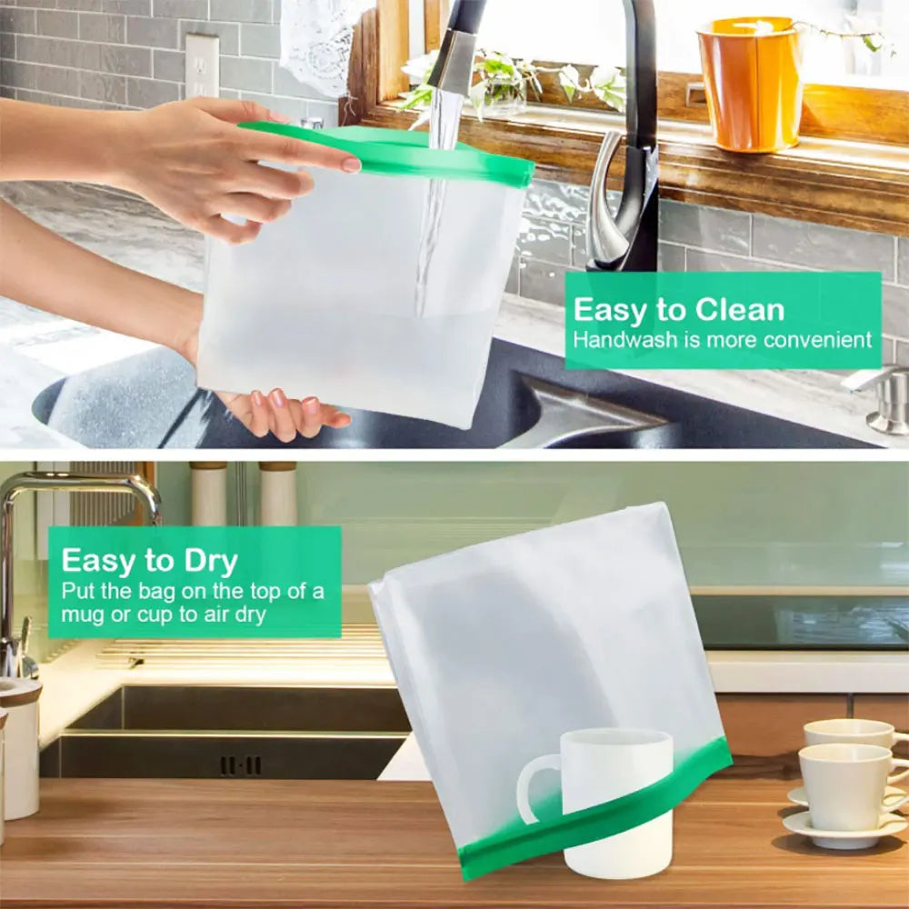Silicone World Reusable Peva Food Bag Freezer Stand