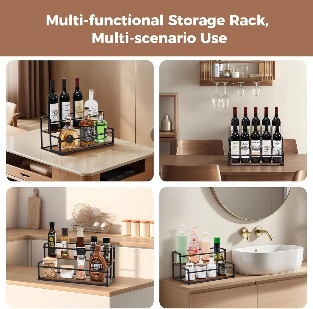 2-Tier 10 Syrup Bottles Rack Coffee Bar Liquor