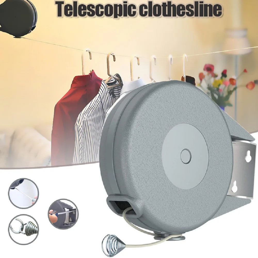 12m Retractable Clothesline Adjustable Telescopic Invisible