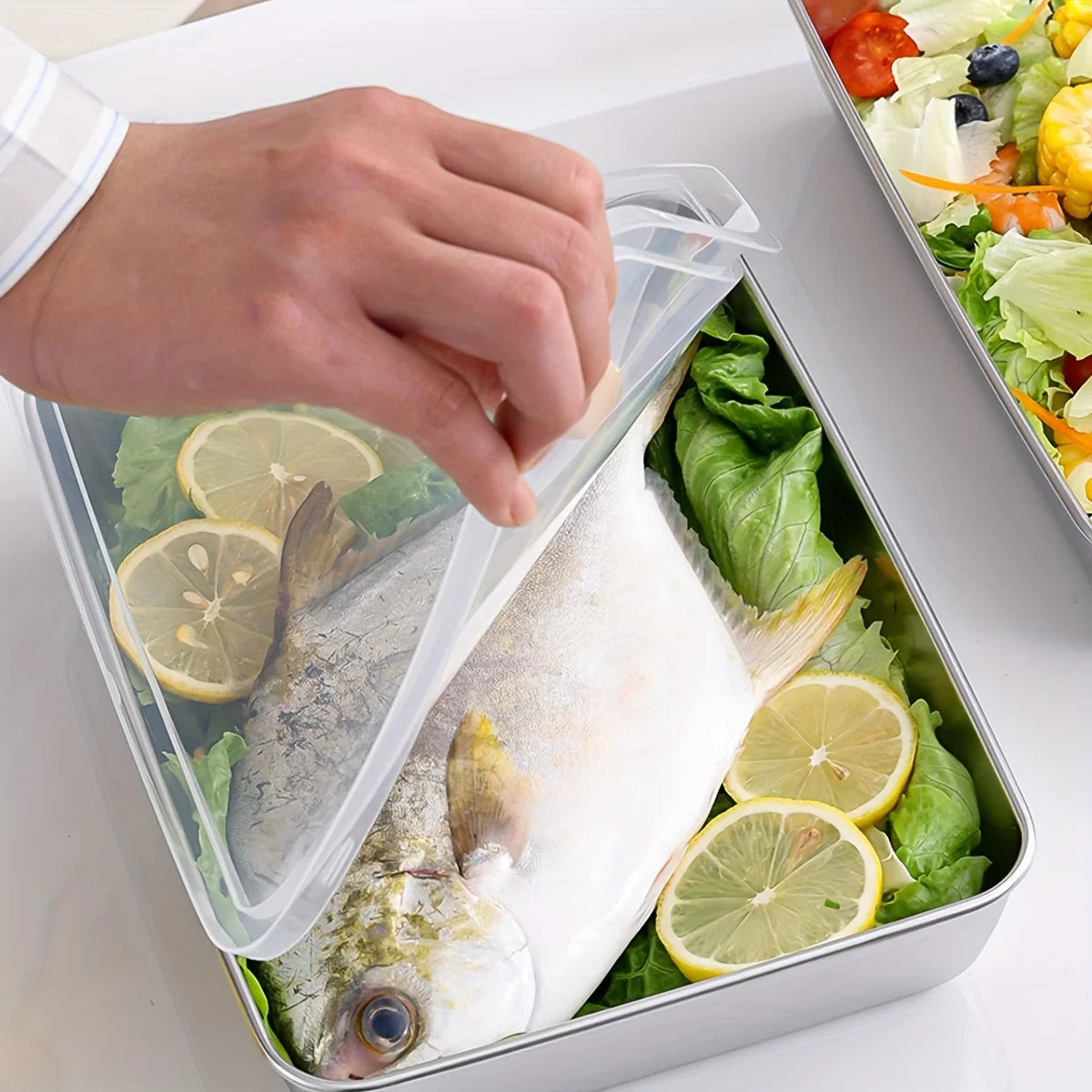 3-Piece Stainless Steel Food Storage Containers - Airtight