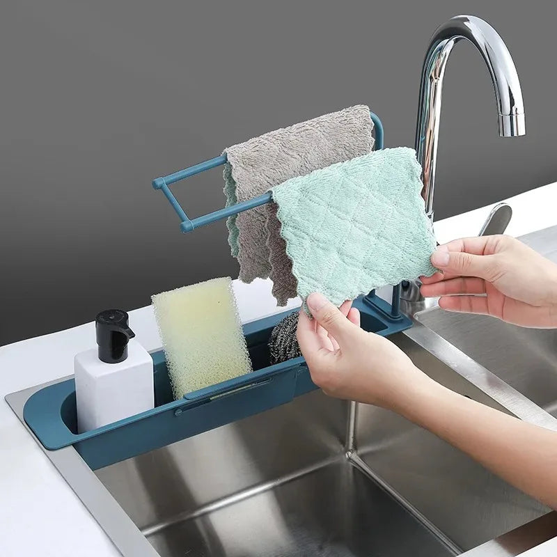 Telescopic Sink Shelf Drainer Rack Soap Sponge Holder