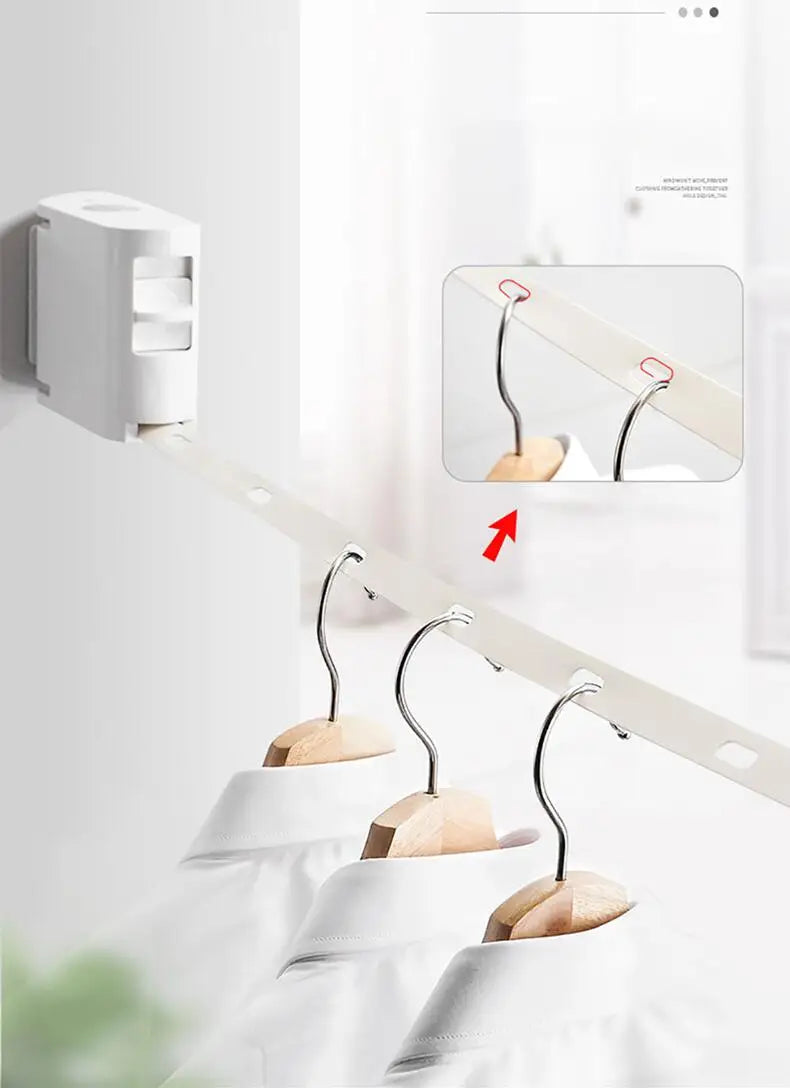 Retractable Clothesline Indoor Outdoor Clothes Drying Rack Rope