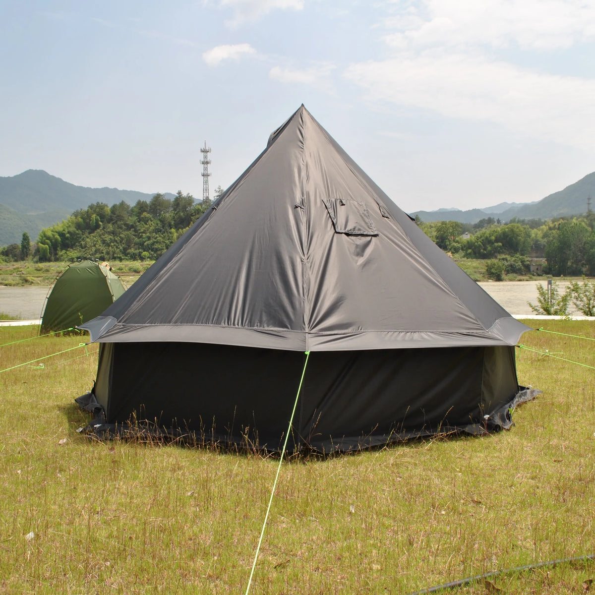 Person Large Pyramid Tent Four Seasons Camping Chimney