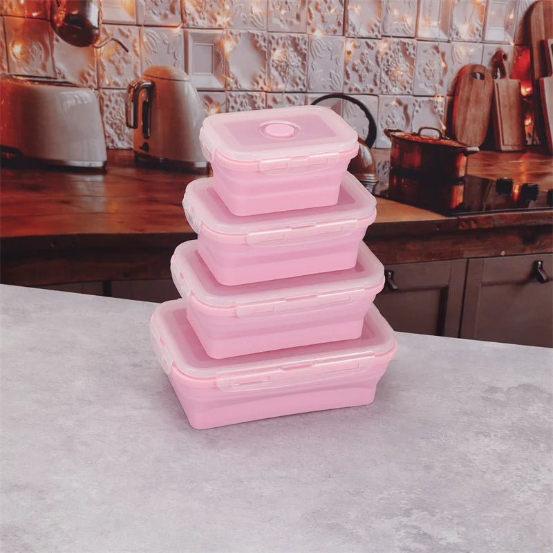Size Choose Silicone Rectangle Lunch Box Collapsible Bento