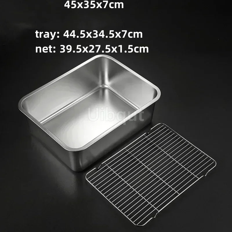 Thicken Stainless Steel Serving Tray Lid Rectangle Metal