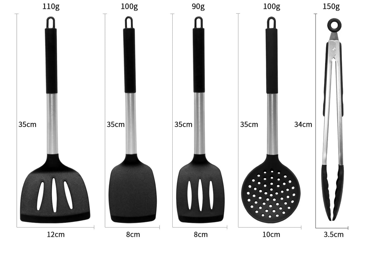 Black Non-Stick Silicone Kitchenware Cooking Utensils Cookware