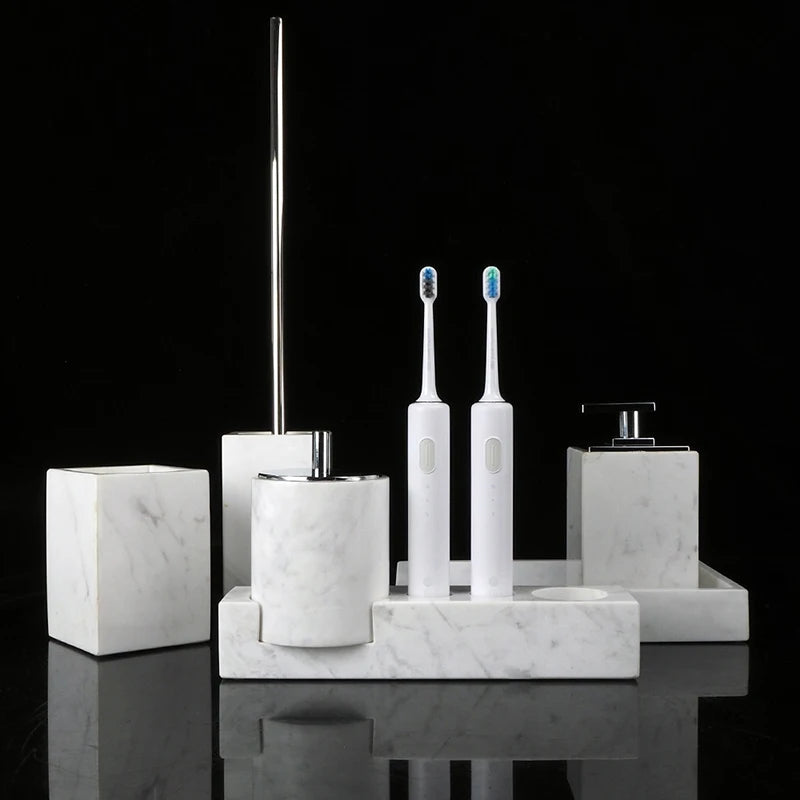 Volakos White Natural Marble Bathroom Soap Dispenser Soap