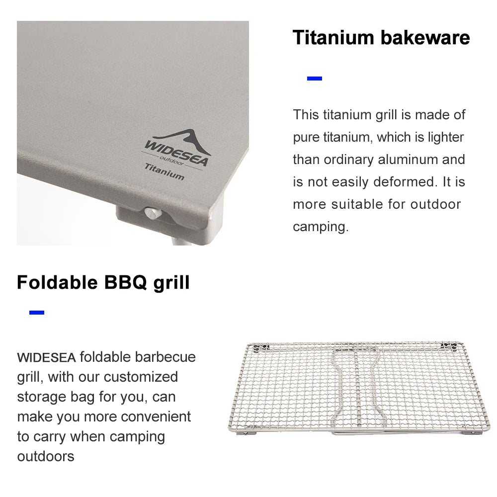 Widesea Titanium Charcoal Bbq Grill Net Folding Legs