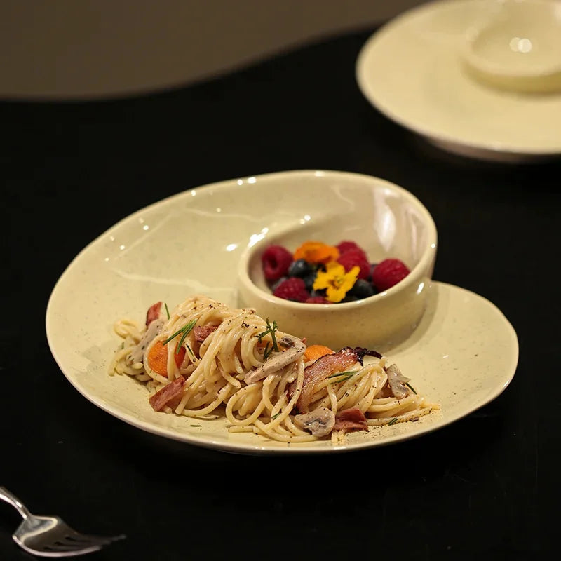 Ceramic Conch Plate Divided Dinner Plate Sauce Dish